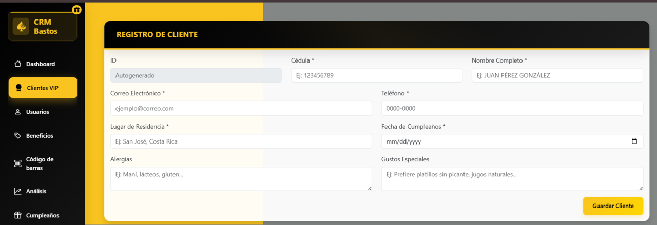 Registro de Cliente